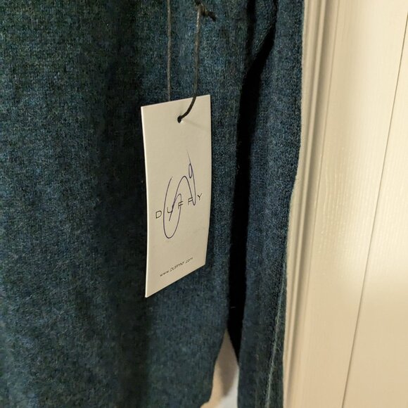 NWT DUFFY Cashmere Sweater Small Pine Teal Pullover Loose Cowl Roll Neck Luxury - Picture 5 of 8